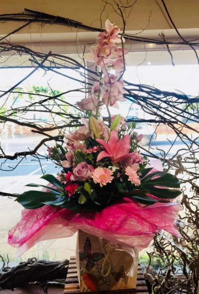 Modern Pink Passion - Modern Pink Passion is an arrangement which will 'Wow' your Mum and show her just how much she means to you.

Orchids, Roses, Lilies and Gerberas in a variety of pinks set against dark green foliage.

Each bouquet is designed and created by professional, qualified, local florists, Emma and her team. The talented florists at Flowers of Kidderminster add a touch of pizazz and style to every bouquet, which is put together by hand, from scratch.

Almost what you're after? We can tailor any bouquet to your needs and budget. Want to incorporate their favourite colours? Do you want to adapt the style to your needs and budget? All colours, styles and budgets can all be catered for.

All flowers are subject to availability. Substitutes may be used but your bouquet will always look beautiful!