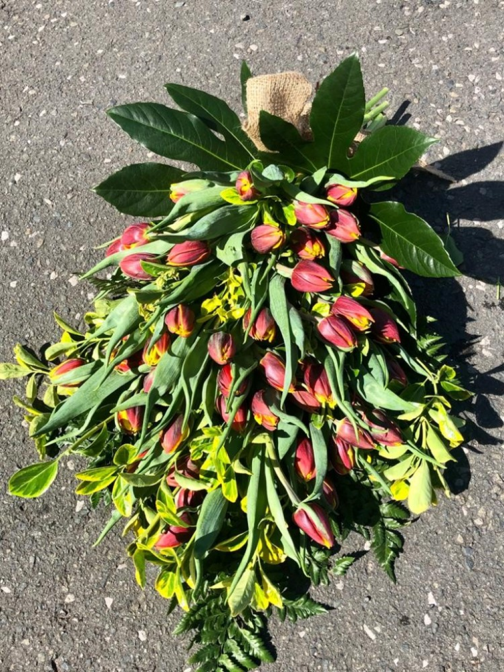 Natural Mixed Tulip Flat Hand Tie