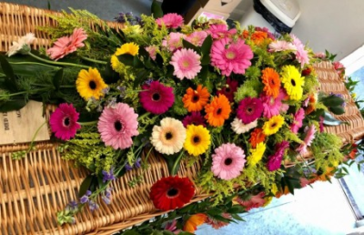 Mixed Gerbera Coffin Spray - This vibrant coffin spray consists of Gerberas in a variety of colours.

Available sizes: 3ft, 4ft, 5ft.

Express condolences and pay tribute with this spray, expertly prepared by professional, locally based, florists Emma and Laura. At this difficult time, Emma and her team are here to help make choosing and ordering funeral flowers and sympathy tributes a little easier.

All arrangements are created from our collection of fresh flowers at our shop in Lisle Avenue, Kidderminster.

Can't find the perfect tribute? All arrangements can be designed for your specific requirements and budget. All colours, styles and budgets can be catered for. Please contact us to discuss any specific requirements.

Matching double ended sprays, wreaths, posies and hearts also available.

Variations from the image may be necessary but will always be beautifully designed and crafted.

This spray is available for delivery in Kidderminster and surrounding areas.