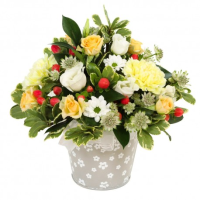 A new day - Flowers to put a smile on their face. Let them know that youâ€™re thinking of them with this fun petite collection of flowers and foliage to send same day. Crafted by local artisan florists, only the finest buds and leaves are selected, ensuring the flowers stay fresher for longer.
